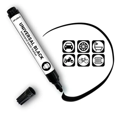 Abbildung von SD COLORS Schwarz Universal Farbmarker Lackstift, wasserdicht, für die Reparatur von Steinschlag, Kratzern, Auto, Motorrädern, Alufelgen