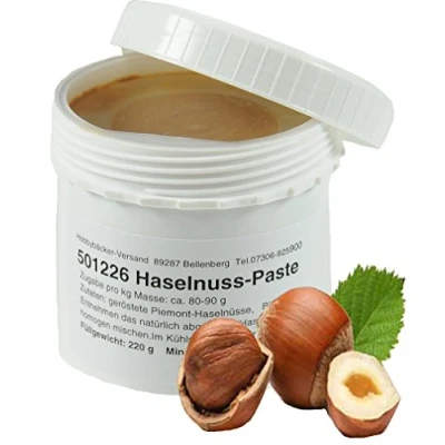 Abbildung von Hobbybäcker Haselnuss Paste, zum Verfeinern von Eis, Pralinen, Desserts &amp; Tortencremes, köstlich nussiger Geschmack, 220g