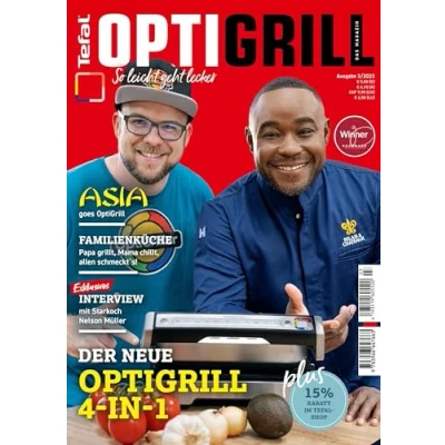 Abbildung von OptiGrill Magazin: So leicht geht lecker. Der neue 4 in 1. Mit Starkoch Nelson Müller und Benni Hetterich &quot;Der OptiGriller&quot;: Das Original von Tefal