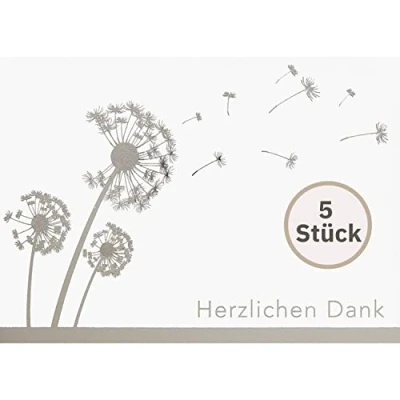 Abbildung von Perleberg Danksagungskarten Trauer 5 Stück Trauerkarten mit Umschlag Liebevolle Beileidskarten DankTrauerkarte hochwertige Karten zur in 10,5 x 14,5 cm