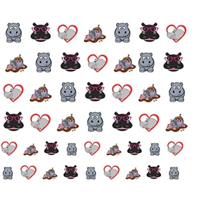 Abbildung von Hippo Nilpferd Collection Sammlung (Hippo NAIL ART DECALS)
