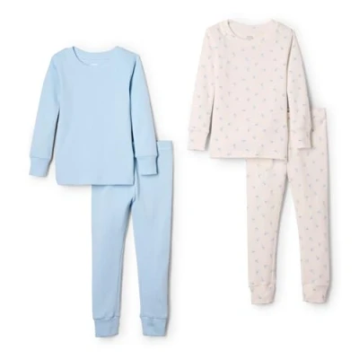 Abbildung von Amazon Essentials x Sofia Grainge Unisex Baby Eng anliegender Baumwoll Schlafanzug, 2er Pack, Blassblau/Kleine Häschen, 12 Monate