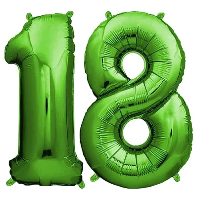 Abbildung von Envami® Deko 18. Geburtstag Junge Grün 101CM Ballon Zahl Luftballon Zahlen Folienballon Geburtstagsdeko 18 Jahre Helium