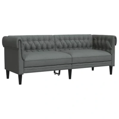 Abbildung von vidaXL Sofa Chesterfield 3 Sitzer Dunkelgrau Stoff