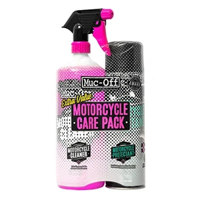 Abbildung von Muc Off Motorrad Care Duo Kit Zubehör für Reinigung und Schutz Ihres Motorrades Pflegeset mit 1 l Reiniger 500 ml Schutzspray