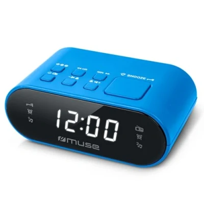 Abbildung von MUSE M 10 BL Radiowecker mit LED Display, Zwei Weckzeiten, dimmbar, digitaler UKW Tuner, 20 Senderspeicher, blau