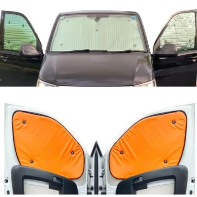 Abbildung von Fensterrollo Set Kombatibel Mit Iveco Daily (2000 2014)(Frontset) Hintergrundfarbe in Blau, Reversibel und Thermisch