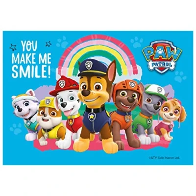 Abbildung von Dekora Paw Patrol Essbare Tortendeko Dekoration für Kindergeburtstag Quadrat A5 15 x 21 CM