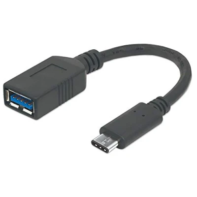 Abbildung von Manhattan 355285 SuperSpeed USB C Anschlusskabel, Zertifiziert nach IF (USB 3.1, Gen1, Typ Stecker A Buchse, 5 Gbit/s) 15 cm Schwarz