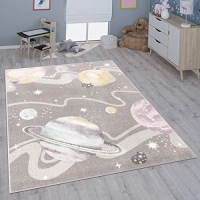 Abbildung von Paco Home Kinderteppich Teppich Kinderzimmer Mädchen Jungs Verschiedene Motive Und Größen, Grösse:133x190 cm, Farbe:Grau 2