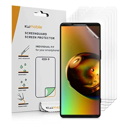 Abbildung von kwmobile 6X Displayschutzfolie kompatibel mit Sony Xperia 1 V Folie klare Schutzfolien Set in transparent