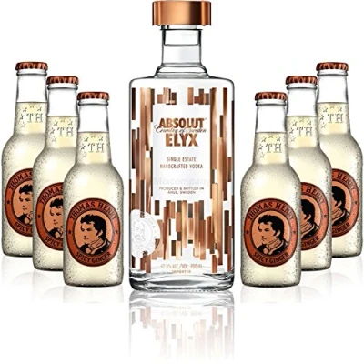 Abbildung von Moscow Mule Set Absolut Elyx Vodka 0,7l 700ml (42,3% Vol) + 6x Thomas Henry Spicy Ginger 200ml Inkl. Pfand MEHRWEG