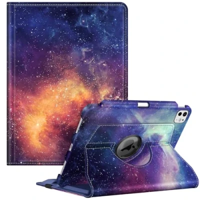Abbildung von Fintie Rotierende Hülle für iPad Pro 11 Zoll M4 (2024) (Modellnummer: A2836/A2837/A3006) 360 Grad schwenkbare Smart Stand Schutzhülle mit Stifthalter, Auto Sleep/Wake, Galaxy