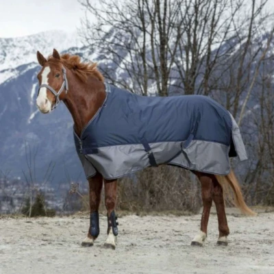 Abbildung von EQUITHÈME Regendecke Tyrex 600D 50g Navy/Grau 135/183