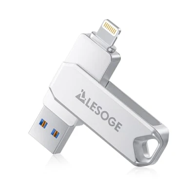 Abbildung von LESOGE MFi Zertifizierter USB Stick 256GB für iPhone,3 in 1 Speicherstick 3.0 Flash Laufwerk, Externer Speichererweiterung Fotostick,USB C iPhone/iPad/Android/PC/Mac