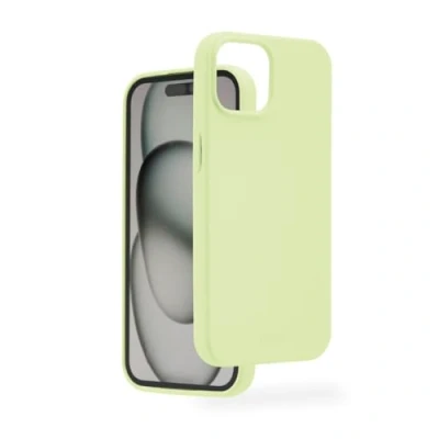 Abbildung von Hama Hülle für iPhone 15 (Handyhülle, stoßfest, kratzfest, elegante Schutzhülle Rückseite, weich, slim, softe Oberfläche, Wireless Charging kompatibel) grün