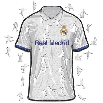 Abbildung von Iconic Puzzles, Real Madrid T Shirt, offizielles Produkt, Holzpuzzle für Erwachsene und Kinder, 100% nachhaltiges Holz, Größe S, 150 Stück