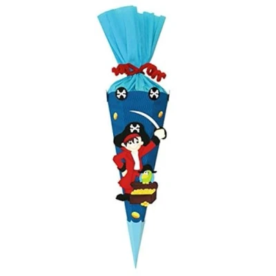 Abbildung von Ursus 9860009 Schultüte Bastelset Mini, Pirat, sechseckig, Höhe ca. 41 cm, Duchmesser 15 inklusive Bastelanleitung und Vorlagebogen, zum Selbstbasteln, ideal für die Einschuluung