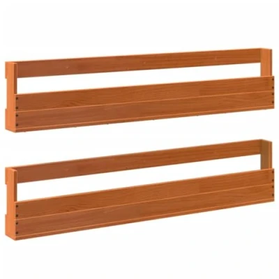 Abbildung von vidaXL Wand Schuhregale 2 STK., Schuhregal mit Stauraum, Schuhablage Wandmontage, Schuhschrank, Wachsbraun Massivholz Kiefer