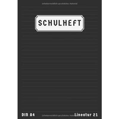 Abbildung von Lineatur 21 A4: Schulheft Liniert Ohne Rand 50 Blatt Schreibheft Din A4 Homeschooling und Schulanfang Heft Schwarz
