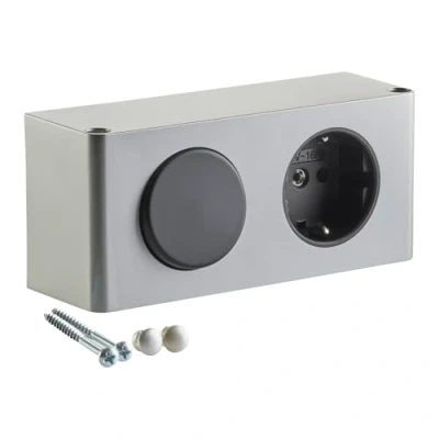 Abbildung von SO TECH® Steckdose Powerbox für Spiegelschränke silbergrau inkl. Lichtschalter, 1 St., Stromversorgung 230 V
