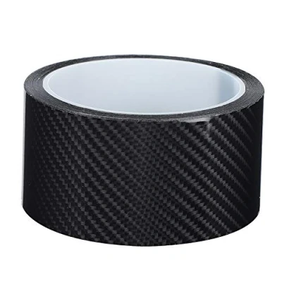 Abbildung von Qiilu Scotch Carbonfolie, Rolle aus Carbonfaser, schwarzer Aufkleber für Autotür, Schutzfolie, schwarz (5 cm x 3 m)