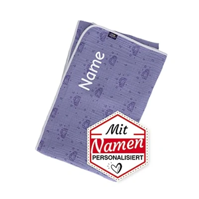 Abbildung von Sterntaler Babydecke mit Namen personalisiert/bestickt, Tonie Schlummerschaf Schlummerbande Musselin Decke, Personalisierte Kinderdecke Kuscheldecke für Junge/Mädchen