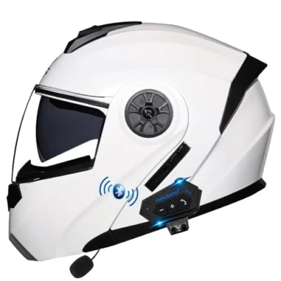 Abbildung von ACLFFSHOP Klapphelm mit Bluetooth, Integriert Motorradhelm Doppelvisier, ECE Zertifiziert Integralhelm, Eingebautem Mikrofon für Automatische Reaktion, Erwachsene Frauen Männer