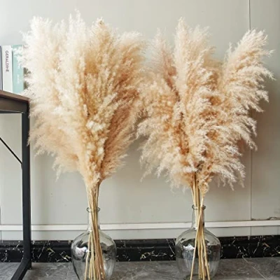 Abbildung von 10 Stück Pampas Grass groß, XXL, Deko Gross für Boho DekoWohnzimmer Tisch Schlafzimmer Hochzeits Badezimmer(100cm)