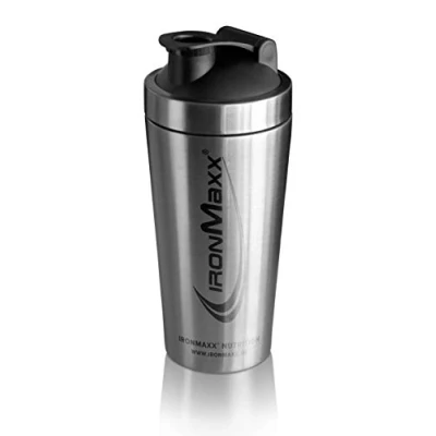 Abbildung von IronMaxx Eiweiß Shaker Silberfarben 750ml Proteinshaker mit Drehverschluss, Sieb &amp; Mess Skala auslaufsicher, spülmaschinengeeignet frei vom Weichmacher BPA DEHP