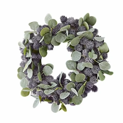 Abbildung von Loberon Kranz Épine, Mix aus echten Distelblüten und Kunst Eukalyptus, handgefertigt, Türkranz, Dekoration, Schaumstoff, Polyester, lila/grün