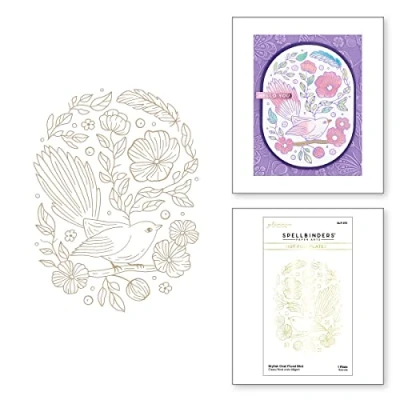 Abbildung von Spellbinders Stylish Oval Floral Bird Glimmer Hot Foil Plate (GLP 375) (DISCONTINUED)