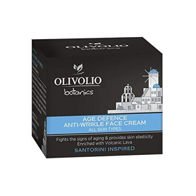 Abbildung von Olivolio botanics 94% natürliche Anti Aging / Antifalten Gesichtscreme mit vulkanischer Lava, Hyaluronsäure und Q10 ohne Mineralöl Parabene !