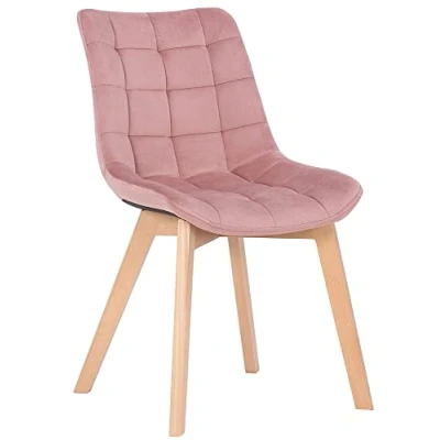 Abbildung von CLP Esszimmerstuhl Passaic Samt I Gesteppter Polsterstuhl Stuhl Mit Bodenschonern, Farbe:pink