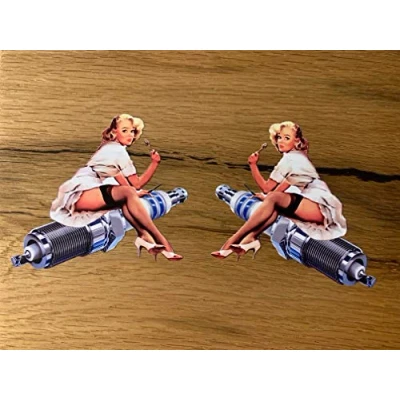 Abbildung von #834 / 2X Pinup Aufkleber je 10x10cm Bombe Old School Hot Rod Tuning Vintage Retro Pin Up Girl Sticker Oldtimer