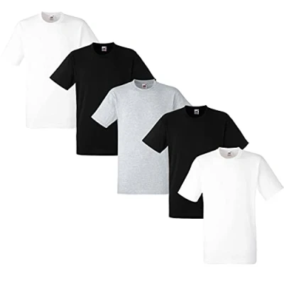 Abbildung von Fruit of the Loom Herren Regular Fit T Shirt Heavy Cotton Tee 5 Pack,2Weiss/2Schwarz/1Grau L