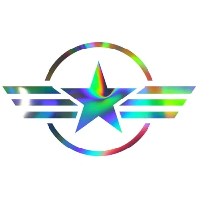 Abbildung von Finest Folia 2er Set Autoaufkleber Army Stern Sticker Folie für Auto Motorrad Anhänger Aufkleber US Star Motiv 4 selbstklebend wetterfest Kfz Zubehör (Hologramm, 10 x cm K171)