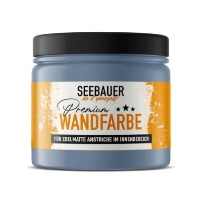 Abbildung von SEEBAUER diy Wandfarbe Blau 300ML für Innen (No. 843 Pale Heaven) Edelmatte Innenfarbe Lila Blautöne sehr hohe Deckkraft Matt, Abwaschbar und Tropffrei