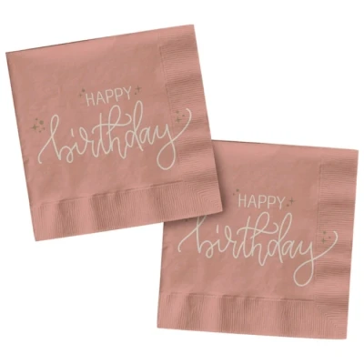 Abbildung von Folat 68703 Geburtstag Dekoration Rosa, Creme, Champagner Gold Servietten Crème Rose 33 x cm 20 Stück Eine raffinierte und lebendige Geburtstags Happy Birthday Geschirr