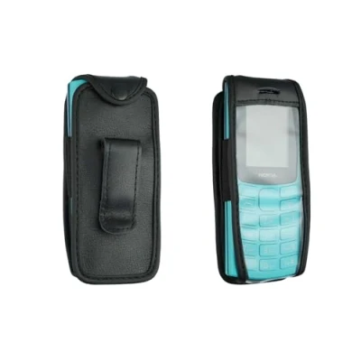 Abbildung von caseroxx Ledertasche mit Gürtelclip kompatibel Nokia 105 2G (2023) / 106 aus Echtleder, Tasche und Sichtfenster in schwarz