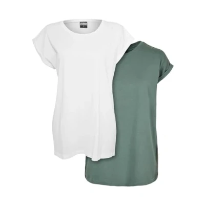 Abbildung von Urban Classics Extended Shoulder 2PACK Tshirt basic, Damen, Größe: 4XL, White paleleaf