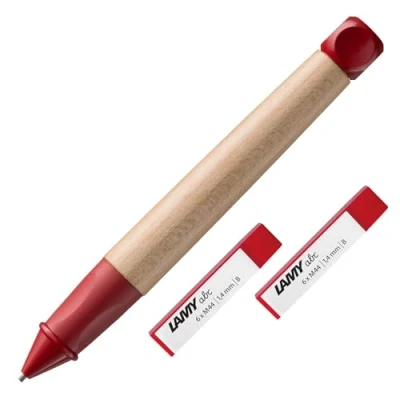 Abbildung von LAMY abc Set aus kindgerechtem Bleistift 110 Ahornholz und rutschfestem Griffstück in rot, Kappe Würfel Kunststoff 2x 6er bruchfeste Bleistiftminen M 44, 1.4mm B