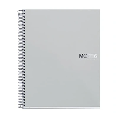 Abbildung von Miquelrius Notizbuch The Original, 6 Farbstreifen, A5, 150 5 mm Rasterblätter, 70 g mikroperforiertes Papier, 2 Löcher, undurchsichtiger Polypropylen Einband, graue Farbe