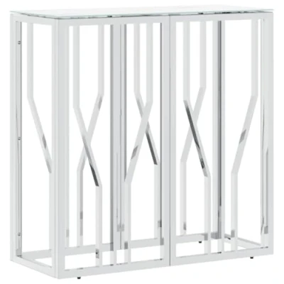 Abbildung von vidaXL Beistelltisch Konsolentisch Silbern 70x30x70 cm Edelstahl und Glas (1 St)