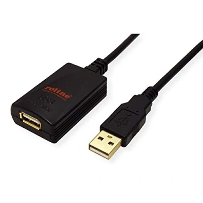 Abbildung von ROLINE USB 2.0 Verlängerung Schwarz 5m, 5 m, A, 2.0, Männlich/Weiblich,