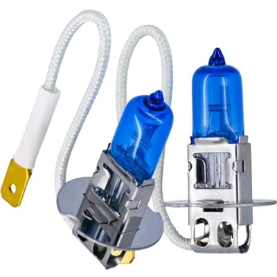 Abbildung von Recambo H3 Halogenlampen 12V 55W 5500K Xenon Look Superweißes Licht für Abblend &amp; Fernlicht Sockel PK22s 2 Stück, E geprüft