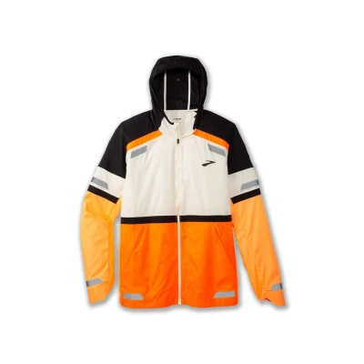Abbildung von Brooks RUN Visible 2.0 Windbreaker, Herren, Größe: 52/54, Ecru fluoro flash black