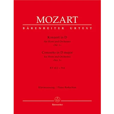 Abbildung von Konzert für Horn und Orchester Nr. 1 D Dur KV 412, 514 (386b) (Traditionelle Fassung (Rondo von Franz Xaver Süßmayr)). BÄRENREITER URTEXT. Klavierauszug, Stimmen, Urtextausgabe