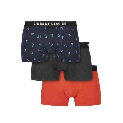 Abbildung von Urban Classics Herren 3 pack Boxershorts, Bird Aop+ Boxer Orange + Cha, L EU