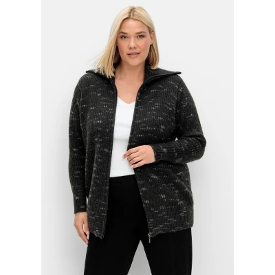 Abbildung von Sheego Strickjacke, Damen, Größe: 44/46, Anthrazit/weiß